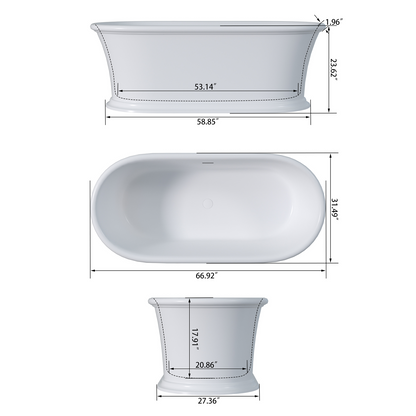 67“ Solid Surface Tub BW-104167W