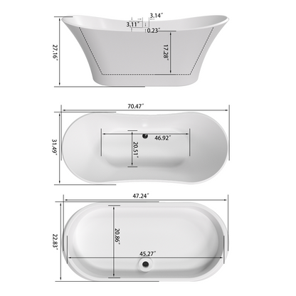 71“ Solid Surface Tub YBAFBT11803