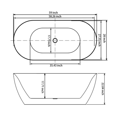 59" Acrylic Bathtub YBALBT159572