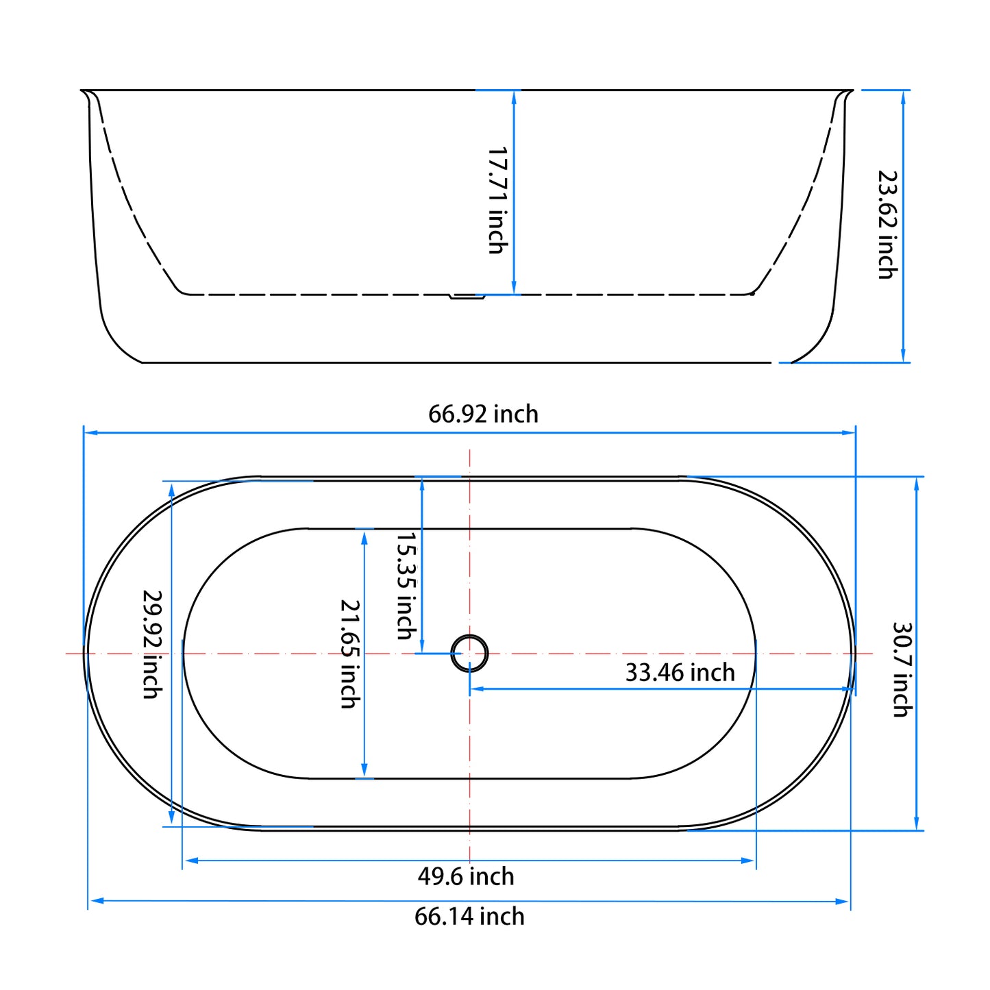 67" Acrylic Bathtub YBALBT160778