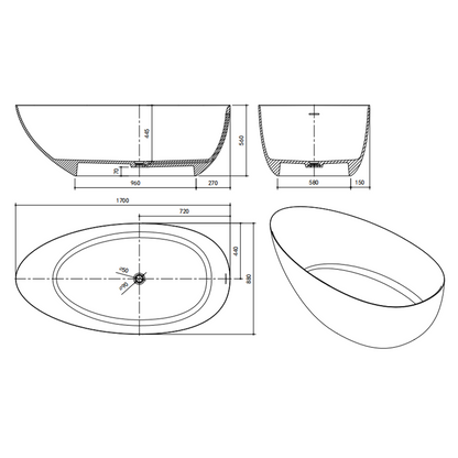 67" Solid Surface Tub YBAFBT86022