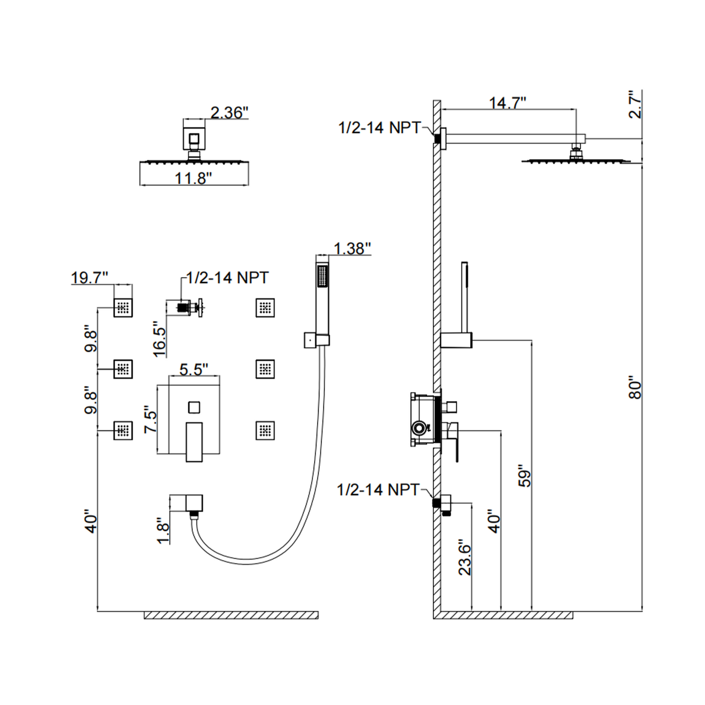 Shower set YBLY902HD-12