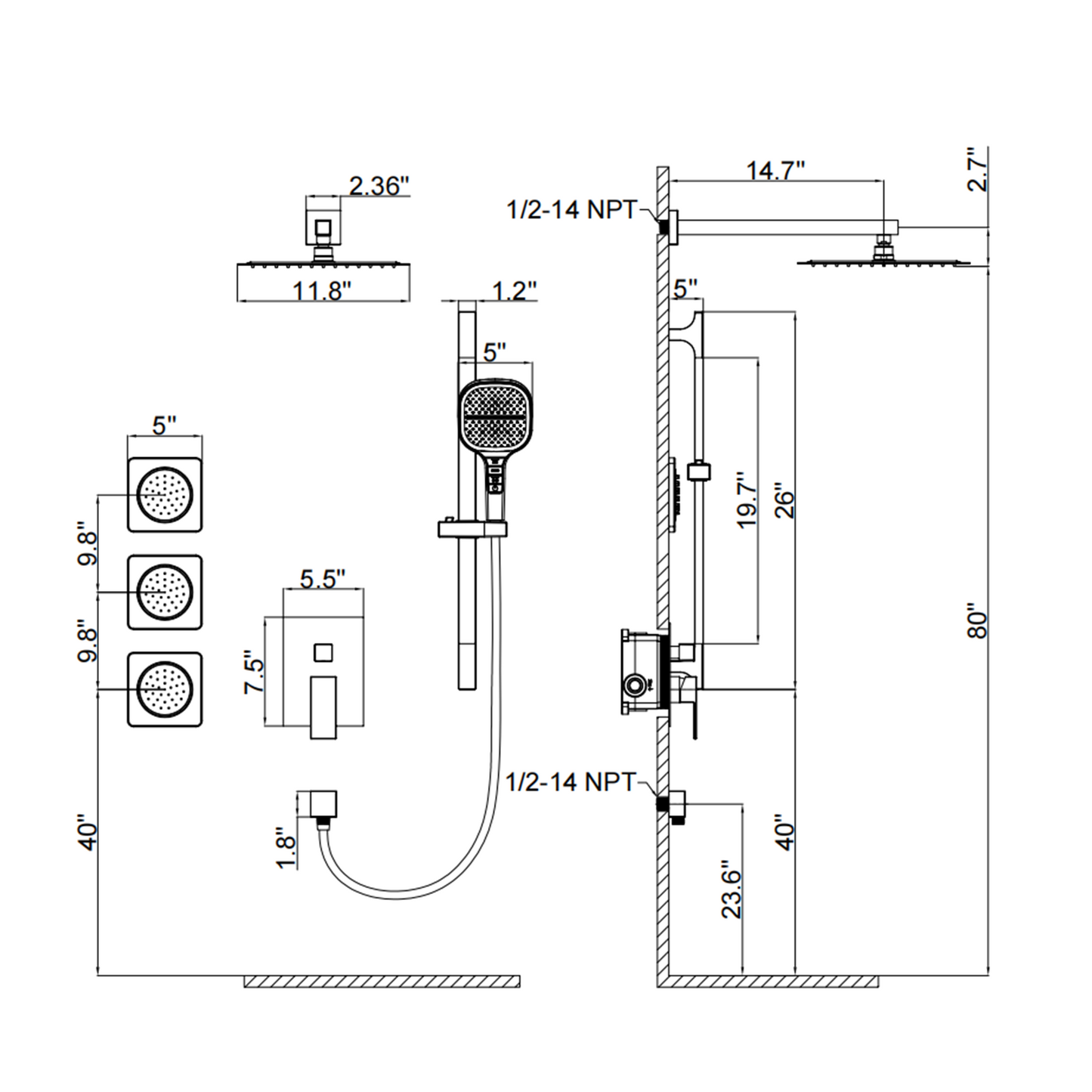 Shower set YBLY903HD-12