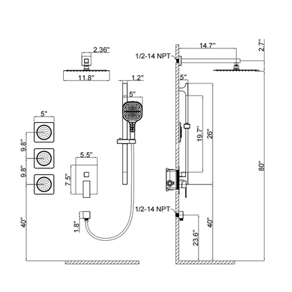 Shower set YBLY903HD-12