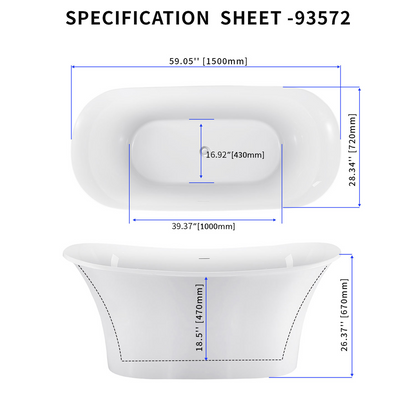 59" Acrylic Bathtub 93572