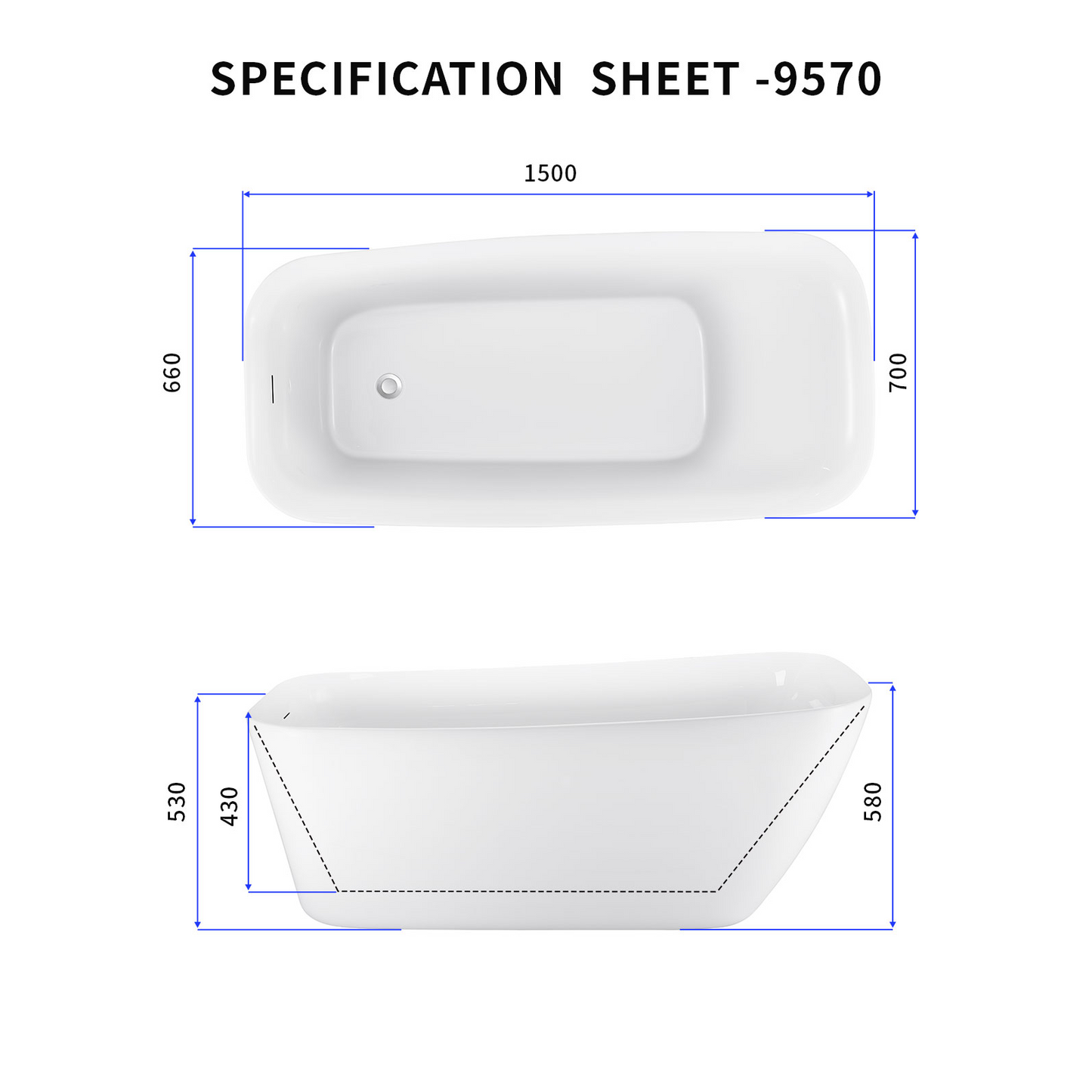 70" Acrylic Bathtub YBALBT9570