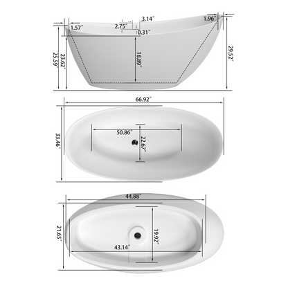 70” Solid Surface Tub YBAFBT11728