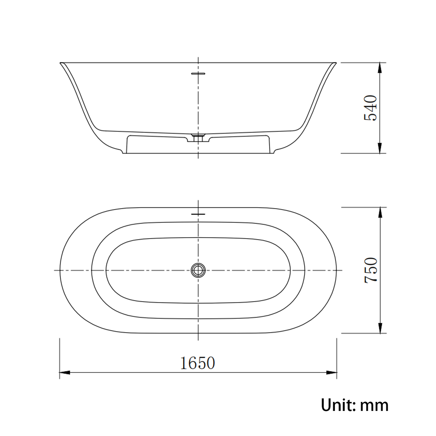 65“ Solid Surface Tub BW-101065W