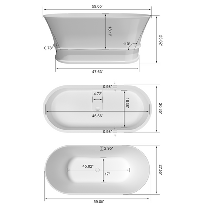 59“ Solid Surface Tub BW-1041B59W