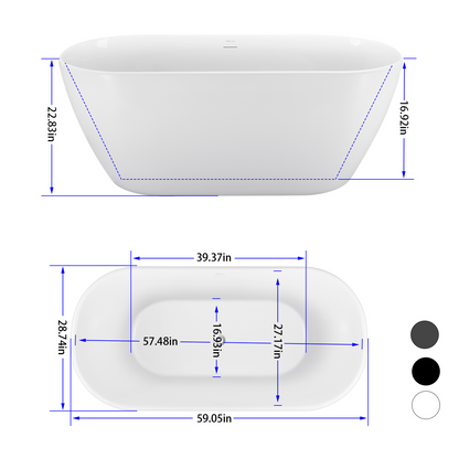 58" Acrylic Bathtub YBALBT01573