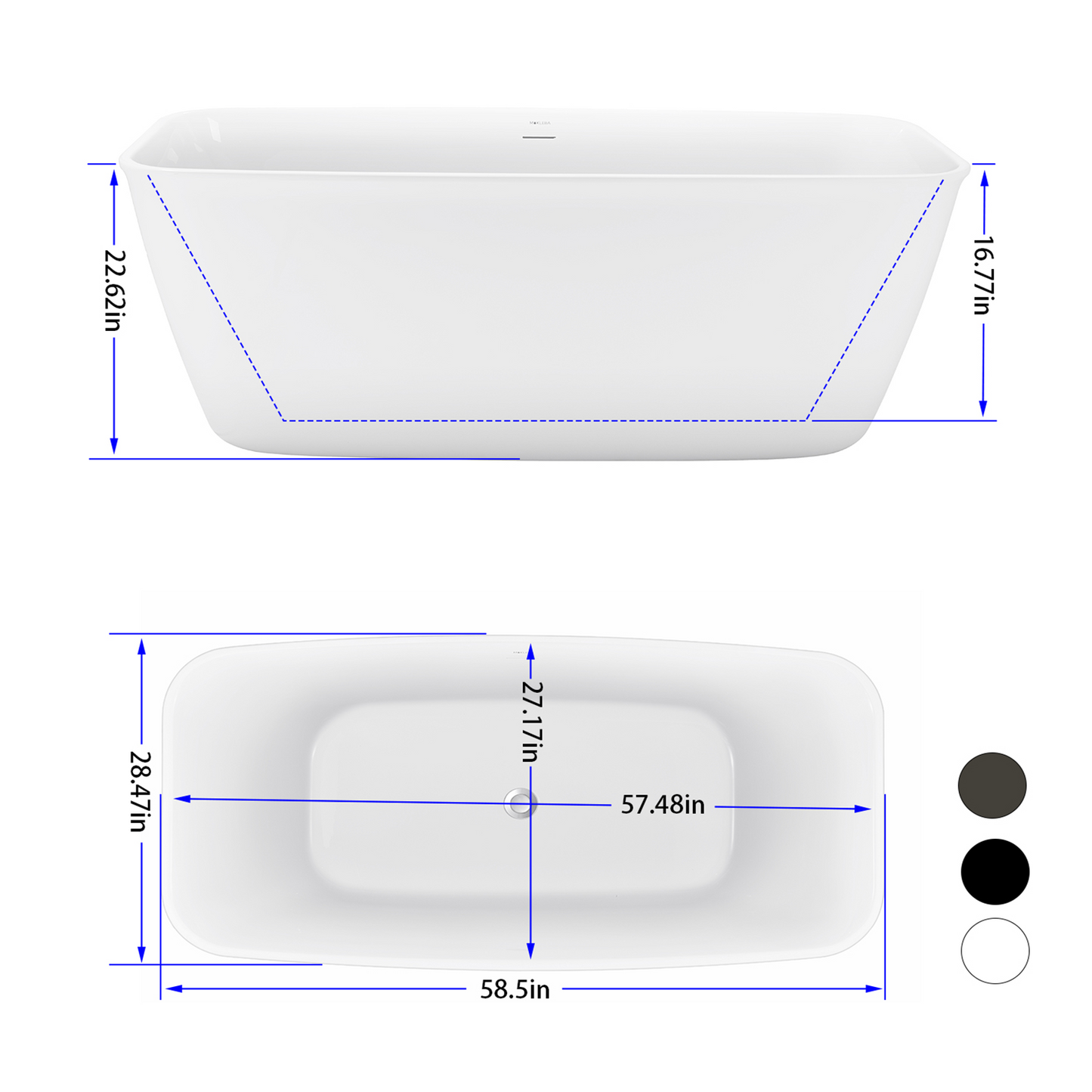 59" Acrylic Bathtub YBALBT3573