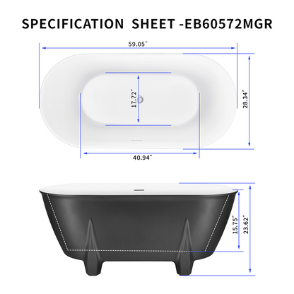 59" Acrylic Bathtub EB60572