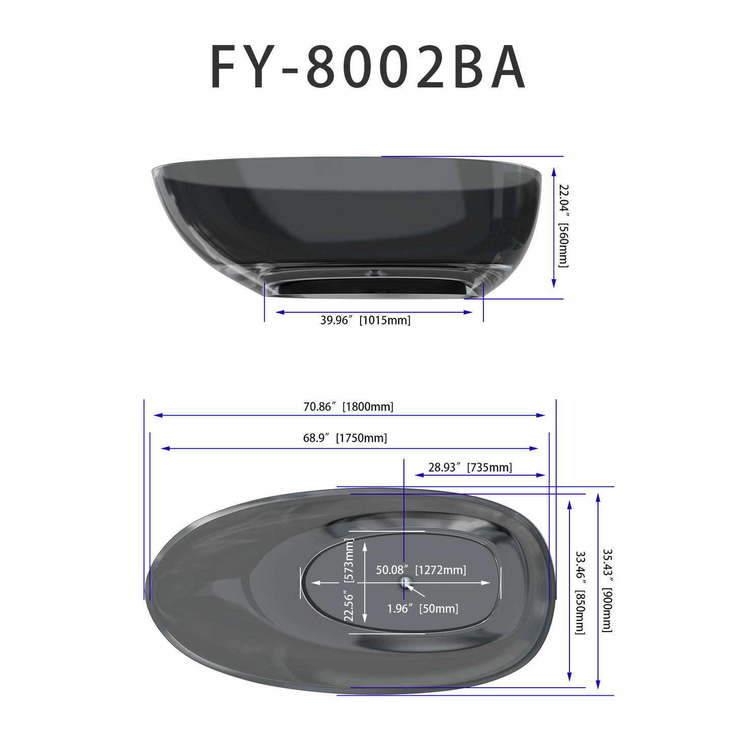 71“ Stone Resin Tub YBAFBT8002