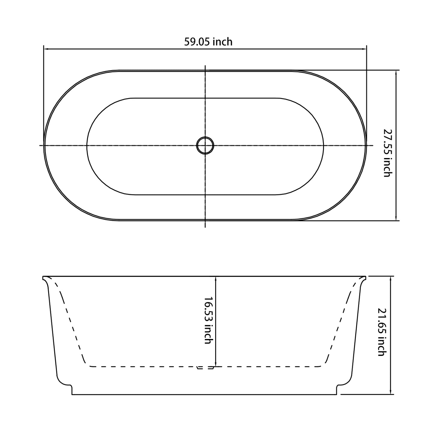 59" Solid Surface Tubs YBALBTG22570