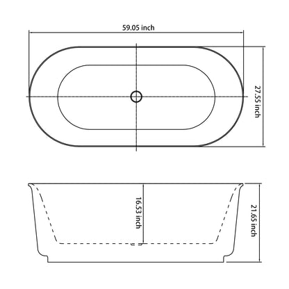 59" Solid Surface Tubs YBALBTG22570