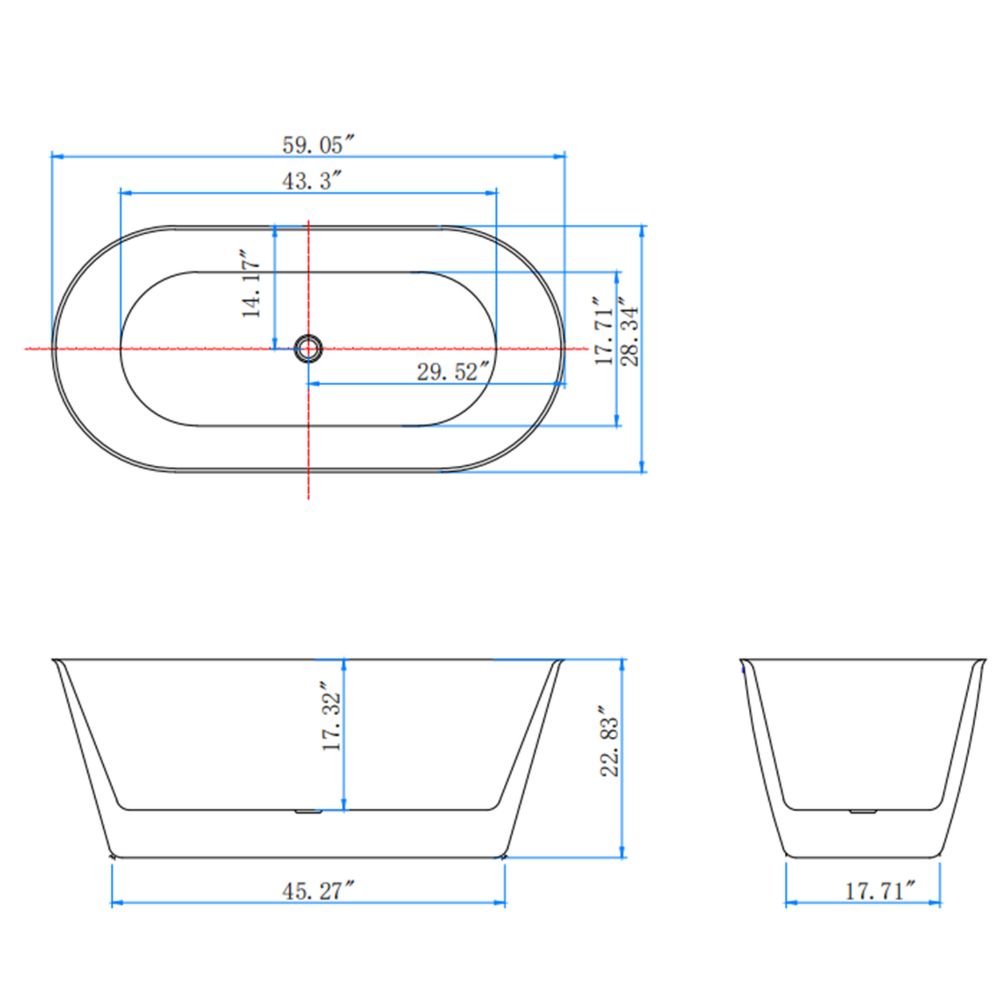 59" Acrylic Bathtub YBALBT66572