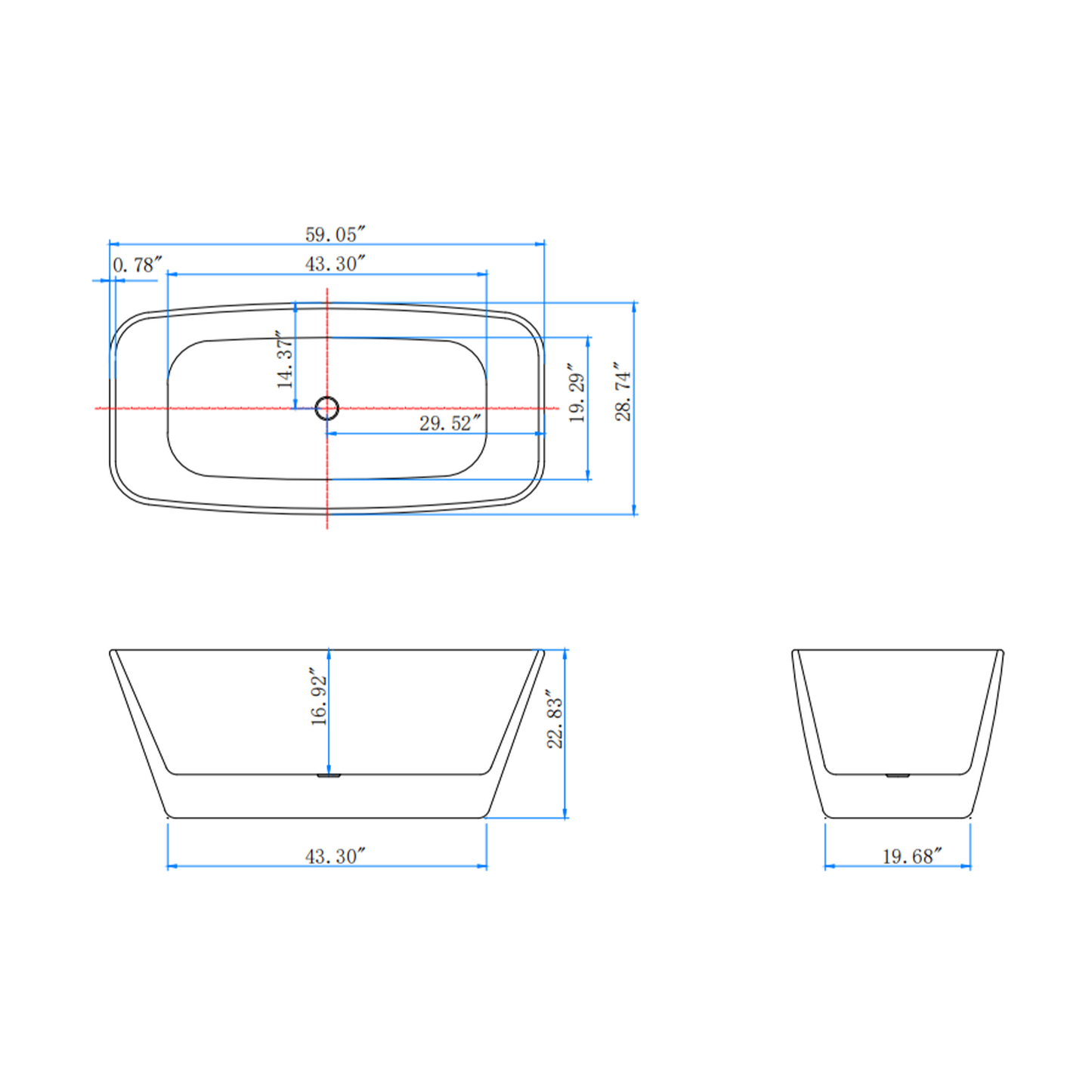 59" Acrylic Bathtub YBALBT65573