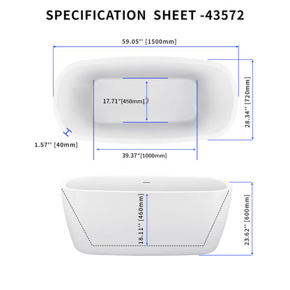 59" Acrylic Bathtub 43572